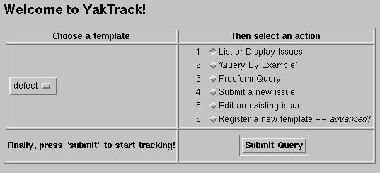 The Yaktrack CGI gateway form